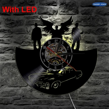 Supranaturale Manual LED-uri de Vinil Ceas Silueta de Perete de Lumină de Control de la Distanță Arta de Fundal LP Rece Living Decorative