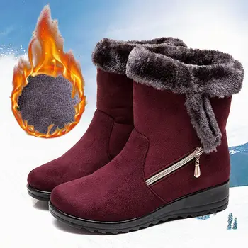 Pantofi cald iarna femei cizme de zăpadă 2021 solid de pluș glezna cizme femei de iarna rotund toe pantofi casual femei zapatos de mujer
