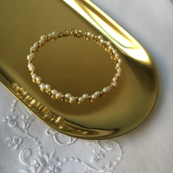 Lily Bijuterii Autentice Naturale de apă Dulce Pearl Bratari Bratari Argint 925 culoare de Aur Pentru Femei Cadou Frumos