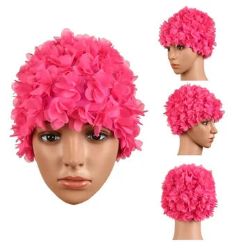 Vintage Florale Doamnelor Femeie Capac De Înot Petală Retro Înot Pălărie De Flori Cască De Baie Atractiv Palarie Noua