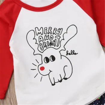 Crăciun Bumbac Nou-născut Băiat Fată T-shirt Top+Pantaloni Harem de Bumbac Casual Copil Haine Haine Copii Haine Set