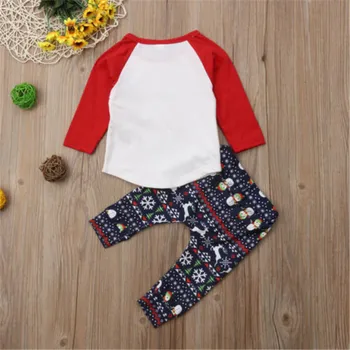 Crăciun Bumbac Nou-născut Băiat Fată T-shirt Top+Pantaloni Harem de Bumbac Casual Copil Haine Haine Copii Haine Set
