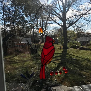 Cardinalul Pasăre Vitralii Ornament Epoxidice Ambarcațiuni Acasă Fereastră Decor Agățat de Ornament HUG-Oferte