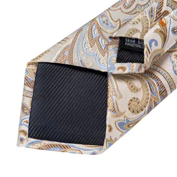 Oameni de calitate Lega Șampanie Paisley Silk Nunta Cravată Pentru Bărbați Batista Buton Cadou Cravata Set DiBanGu Nou Design de Afaceri MJ-7290