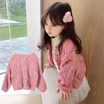 Fete dulci pulover drăguț copii de toamnă coreea tricot pulovere copil fata grosime cardigan drăguț moale uza haine haine tricotate