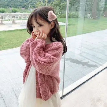 Fete dulci pulover drăguț copii de toamnă coreea tricot pulovere copil fata grosime cardigan drăguț moale uza haine haine tricotate
