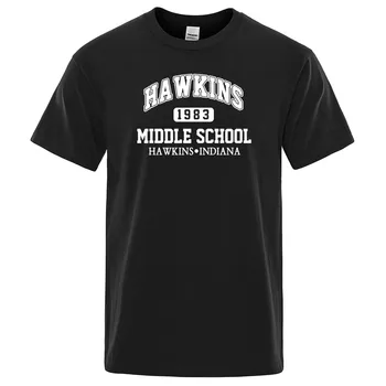 Lucruri ciudate Hawkins Liceu tricou Barbati Punk Rock Fitness Tricouri fashion Casual tricou Barbati Vara Bumbac t-shirt