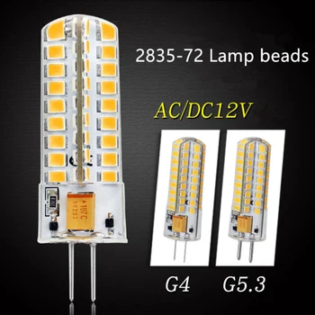 LED-uri LED G4 G5.3 AC12V DC12V AC/DC12V 2835 72SMD cristal candelabru Lumina Reflectoarelor bec 4w 6000K 3000K gel de Siliciu de Porumb lumina
