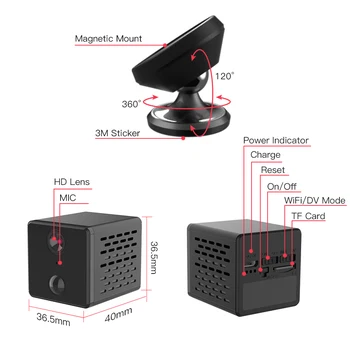 Mini camera Vstarcam 1080P Mini Camera Wifi 1500mAh Baterie Reîncărcabilă aparat de Fotografiat IP AI PIR Corpul Uman Alarmă de Detectare IR Noapte