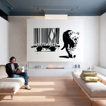 Arta de perete Autocolante de coduri de Bare Leopard De Banksy Vinil Perete Decal Alternative de Decor Pentru Camera de zi Sau camera Copilului 4469