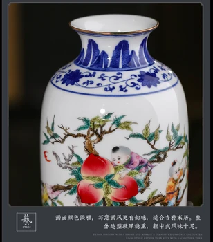 Jingdezhen Porțelan Vaza Qianlong Albastru Și Alb Ceramic General Rezervor Borcan Acasă Living Pridvor Artizanat Decor