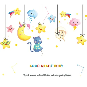 Desene Animate Luna Stele Decalcomanii De Perete Dormitor Copii Noptiera Decor Mural Grădiniță Mari De Autocolante De Perete Noapte Bună Copii Autocolante Pentru Ho