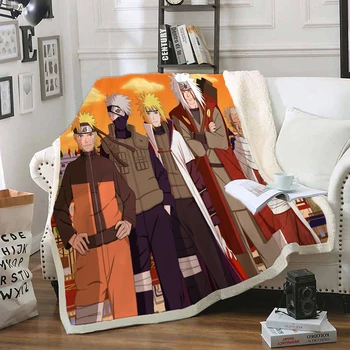 Anime Naruto Fleece Pătură Pluș Imprimate 3d pentru Adulti Canapea Sherpa Fleece Cuvertură Folie Arunca Pătură stil-2