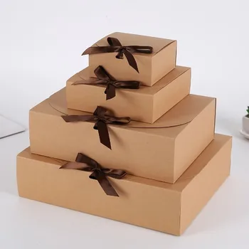 10buc/lot Kraf cutii de hârtie cu panglică Alb Negru rosu Candy Bag Nunta Cutie de Cadou Pachet Petrecere de Ziua Decor Saci
