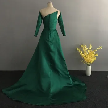 New Sosire Satin Verde cu maneci Lungi rochii de seara 2021 Ieftine, rochii de seara pentru femei vestido elegante Formale rochie de Petrecere