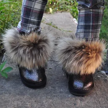 Copii, Cizme Fete Baieti Pantofi De Cald Gros Din Piele Pentru Copii Pantofi De Zăpadă De Moda Blană Pentru Copii Copilul Cizme Cizme De Iarna