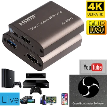 4K 60hz Bucla de Ieșire HDMI placa de Captura Audio Înregistrare Video Placa de Live Streaming USB 2.0 3.0 1080p Grabber pentru PS4 Jocul DVD-Foto