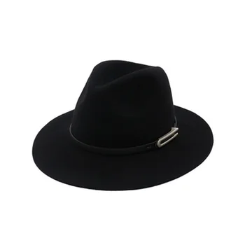 Femei pălării fedora felted solid cu catarama clasica pălării panama bărbați femei pălării de iarnă de toamnă negru formale biserica nunta bărbați pălării