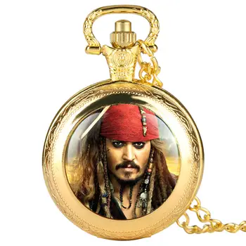 Piratii din Caraibe Căpitanul Jack Model de Ceas de Buzunar Barbati Colier Fob Ceasuri pentru Copii Copil Băieți Ceas Cadouri