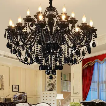Candelabru negru Living Candelabru de Cristal Lumina Sufragerie, Dormitor Lampă de Agățat Villa Hotel, Magazin de Îmbrăcăminte CONDUS Candelabru
