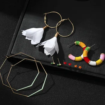 De moda de Aur Sequin Ciucure Pearl Cercei Geometrice Set pentru Femei de Cristal Legăna Cercei Boemia Brincos Bijuterii Dropshipping