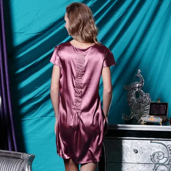 New Sosire Satin Sleepwear Acasă de Moda de Îmbrăcăminte V-gât de sex Feminin Cămăși de noapte de Mătase,de Vânzare Fierbinte Dantelă Mâneci Scurte pentru Femei îmbrăcăminte de noapte
