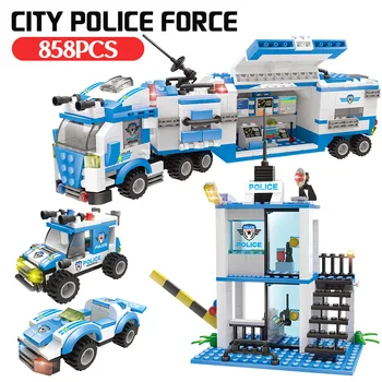 Technic Set Anti-Terorism Model Blocuri Compatibil Oraș Secție De Poliție Mobil + Sectie De Politie Jucarie Pentru Copii