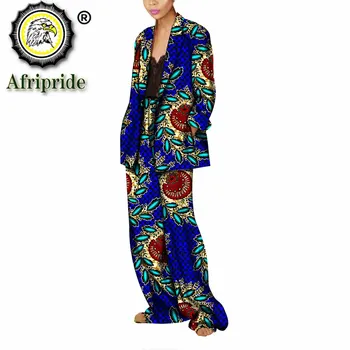 Afro 2 Bucata Set pentru Femei Dashiki Sacou și Pantaloni Set Imprimare Straturi Cu Garnitură de Înaltă Talie Pantaloni de Costum African S2026040