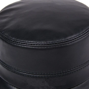 LA SPEZIA Piele naturala pentru Femei Pălării Solid Negru Găleată Pălării Japonez Vintage piele de Oaie Doamnelor Toamna Iarna Marca de Pescuit Pălării