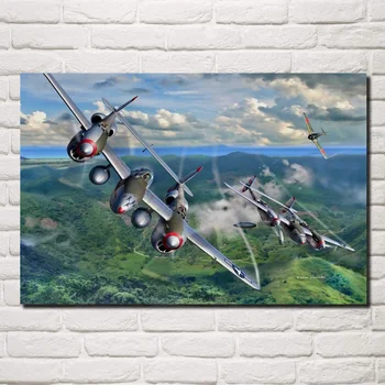 P 38 Lightning Furculita avioane Lockheed luptător de artă camera de zi de perete acasă artă modernă decor cadru de lemn tesatura postere MC734