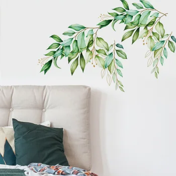 Frunză verde de Autocolante de Perete pentru camera de zi Dormitor Decor de Perete din PVC de Plante Decalcomanii de Perete pentru Uși Detașabile Arta picturi Murale Decor Acasă