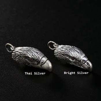 Real Silver Eagle Pandantiv Cap De Bărbați S990 Argint Personalitate Cap De Vultur Pendnat Bijuterii Cadou De Sex Masculin