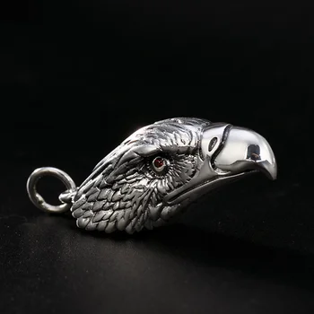 Real Silver Eagle Pandantiv Cap De Bărbați S990 Argint Personalitate Cap De Vultur Pendnat Bijuterii Cadou De Sex Masculin