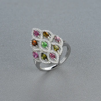 Multi-culoare Turmalina inele de piatră prețioasă naturale marquise 5*2.5 mm, argint 925 bijuterii fine pentru femei soția tbj promovare