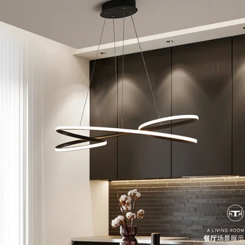 Negru/Alb pandantiv cu led-uri lumini de design modern pentru camera de zi dormitor perdeaua de lumină Bucătărie Bara de suspensie plafon lampă de pandantiv