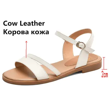 Piele de vaca sandale femei pantofi de vara pentru femeie sandale plate doamnelor pantofi casual de dimensiuni mari 34-43
