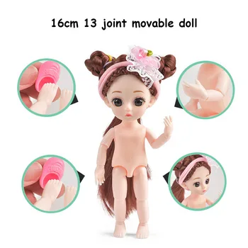 Bjd Papusa 16cm 13 bunuri Mobile Articulate Mini Baby Păr Lung Printesa Rochie de Până Păpuși cu Haine Pantofi de Moda pentru Copii Jucării pentru Fete Cadou