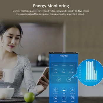 SONOFF R2 15A 3500W Wifi Comutator Controler Inteligent în Timp Real de la Distanță Monitor Consumul de Energie Pentru Smart Home Automation