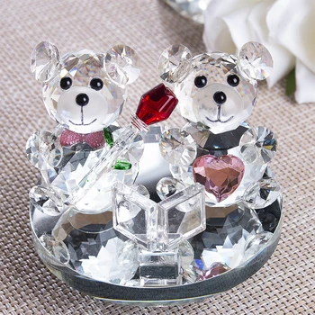H&D Crystal Inimă De Sticlă În Formă De Ursuleți De Pluș Figurine Element De Decor Acasă Cuplu De Nunta Aniversari Cadouri Prezent (Balansoar De Bază)