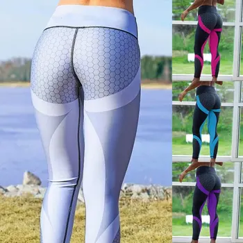 Sport Femei Fitness Rulează Pantaloni de Yoga Fagure de miere Tipărite Femei Push Up Sport Jambiere Profesionale Leggins Dresuri Pantaloni