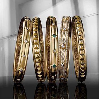 GODKI Mare de Moda de Lux Bold Cuff Pentru Femei Nuntă Multi Cubic Zirconia Cristale CZ de Aur din Dubai Culoare Bratara 2020