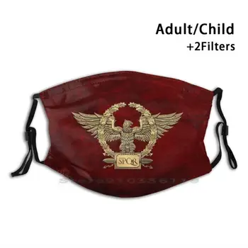 Aur Roman Imperial Eagle - Spqr Ediție Specială Pe Catifea Roșie Imprimare Reutilizabile Masca Pm2.5 Filtru Masca De Fata Copii Roman Roman
