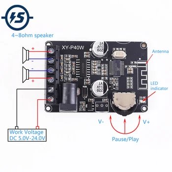 Bluetooth Stereo Amplificator de Putere de Bord 20W 30W 40W 5V 12V 24V Receptor Bluetooth Module pentru DIY