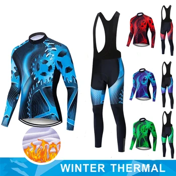 Cald 2020 Iarna cu maneca lunga Thermal Fleece Haine de Ciclism pentru Bărbați Jersey Suit în aer liber, Bicicleta MTB Imbracaminte Salopete Pantaloni Set