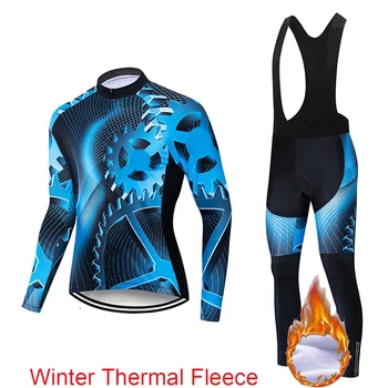 Cald 2020 Iarna cu maneca lunga Thermal Fleece Haine de Ciclism pentru Bărbați Jersey Suit în aer liber, Bicicleta MTB Imbracaminte Salopete Pantaloni Set