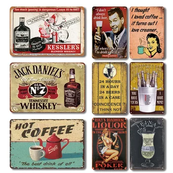 Nostalgic Whiskey Bar Tablă De Metal Semn De Epocă Cafea Fierbinte Tablă Cositorită Poster Personalitate Bar De Cafea, Bucătărie Decor Placa Plăci De Perete