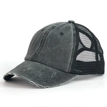 2020 Femei Coada De Cal Pălărie De Epocă Plasă De Trucker Hat Casual De Vara Snapback Capace De Bumbac Doamnelor Negru Simplu Sport Pălării