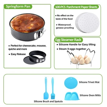 Friteuza aer Oala sub Presiune Accesorii Compatibile pentru Ninja Foodi 8 Qt - Inclusiv Springform Pan, Pan Pizza