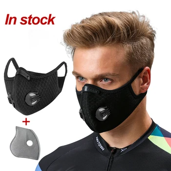 Negru Masca de Fata cu Filtru de PM2.5 Anit-ceață de Praf Respirabil de Biciclete aparat de Respirat de Protecție Sport Mască de Praf Anti-picături