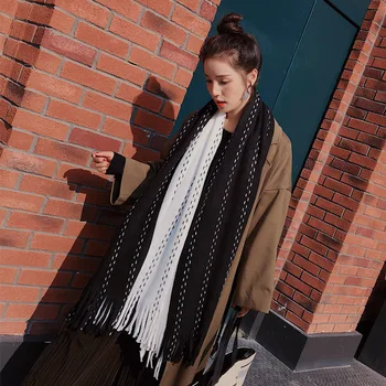 Eșarfe pentru Femei de Iarnă Mare Cald Tricotate Canaf mai Gros față-Verso Femei Eșarfă și Șal All-meci Simplu Kawaii Harajuku Moale